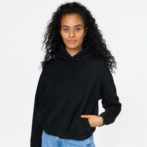 Los Angeles Apparel Black Puffy Heavyweight Fleece Cropped Hoodie